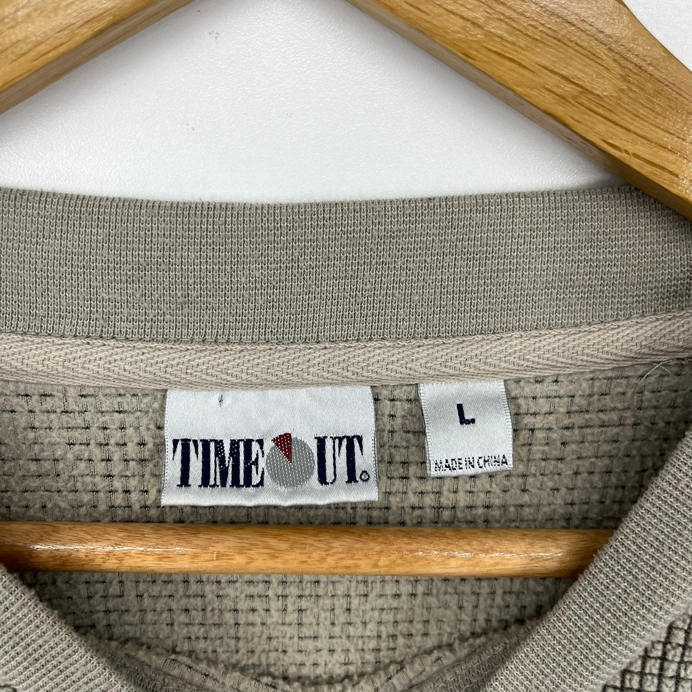 Time Out Indiana University Hoosiers Waffle Knit Sweatshirt Mens Large Taupe Vtg - Picture 3 of 13